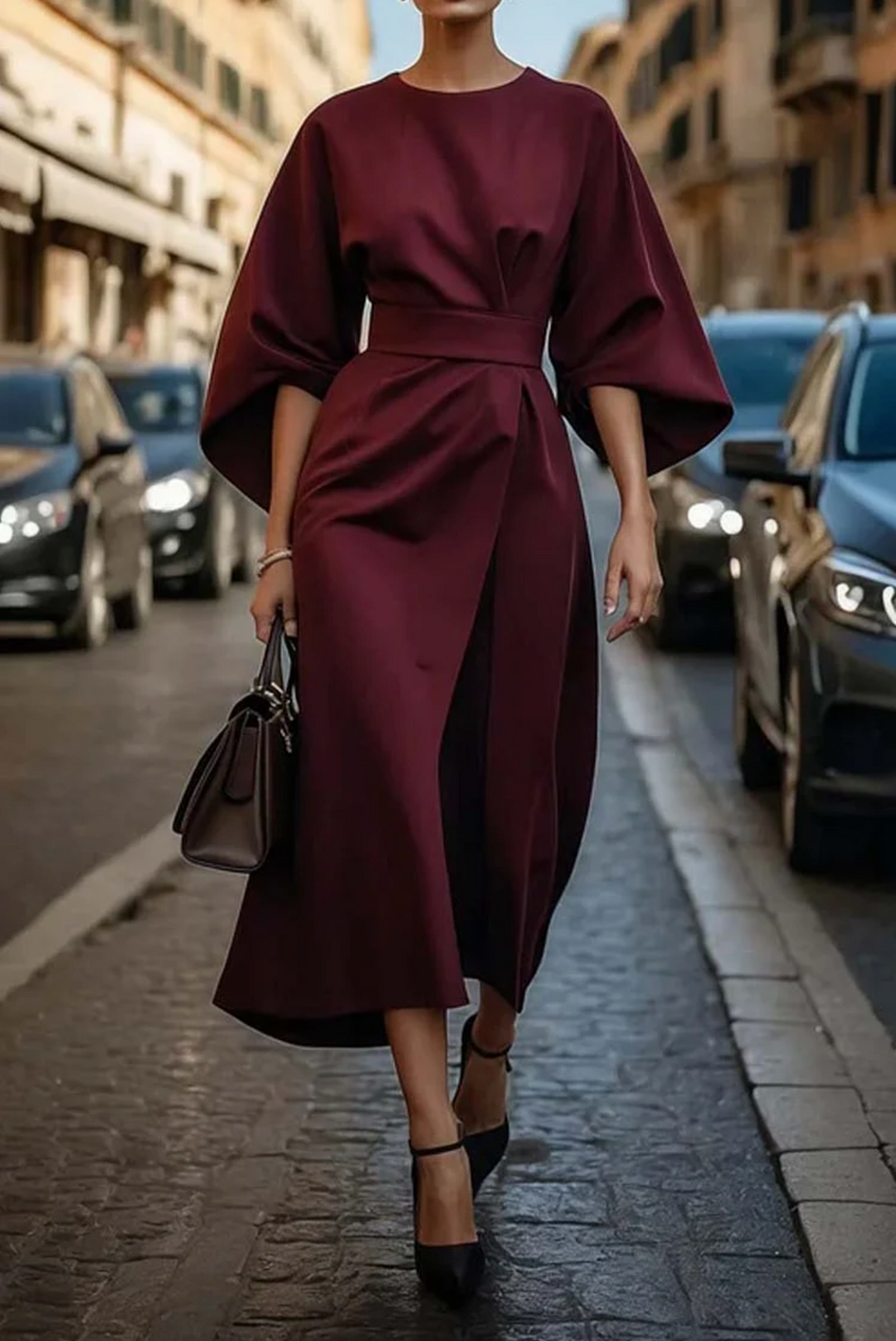 Maya™ | Vestido Elegante con Mangas Farol