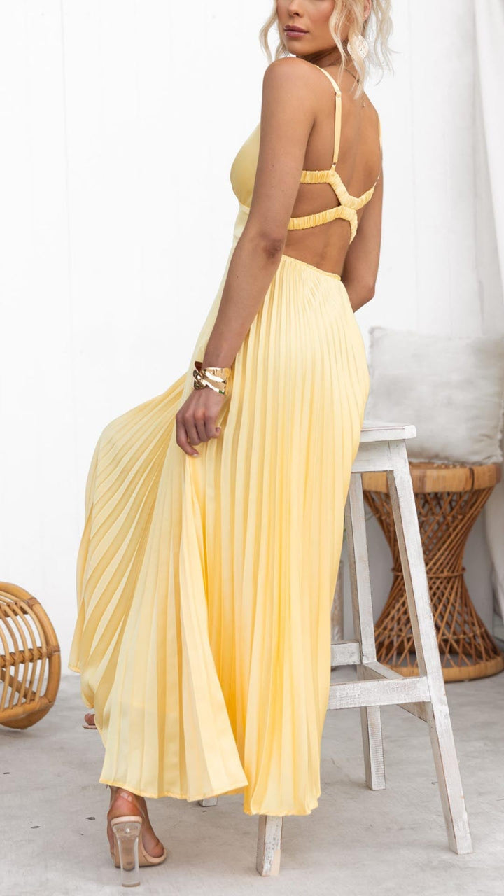 Malka™ | Vestido Maxi Plisado con Escote en V