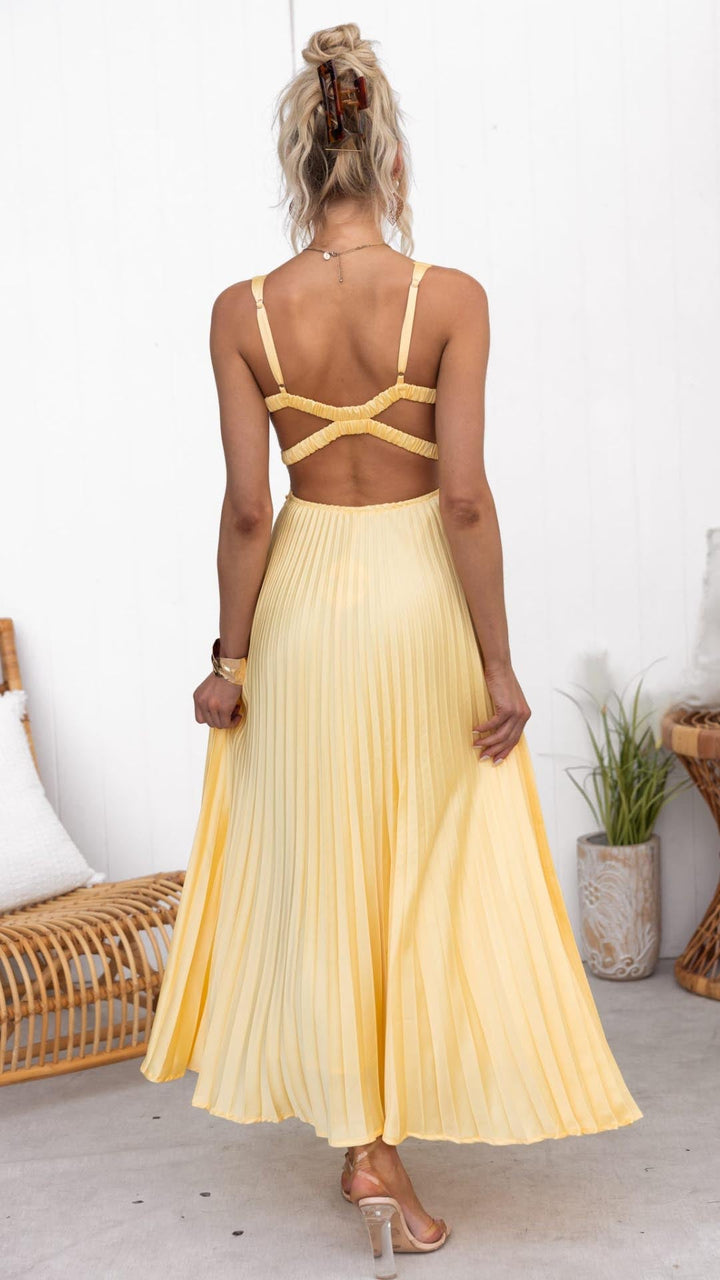 Malka™ | Vestido Maxi Plisado con Escote en V