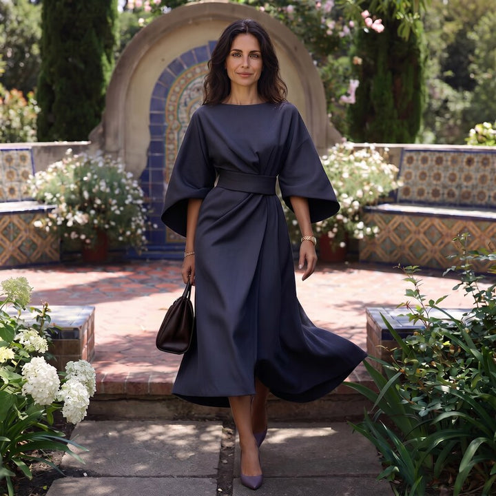 Maya™ | Vestido Elegante con Mangas Farol
